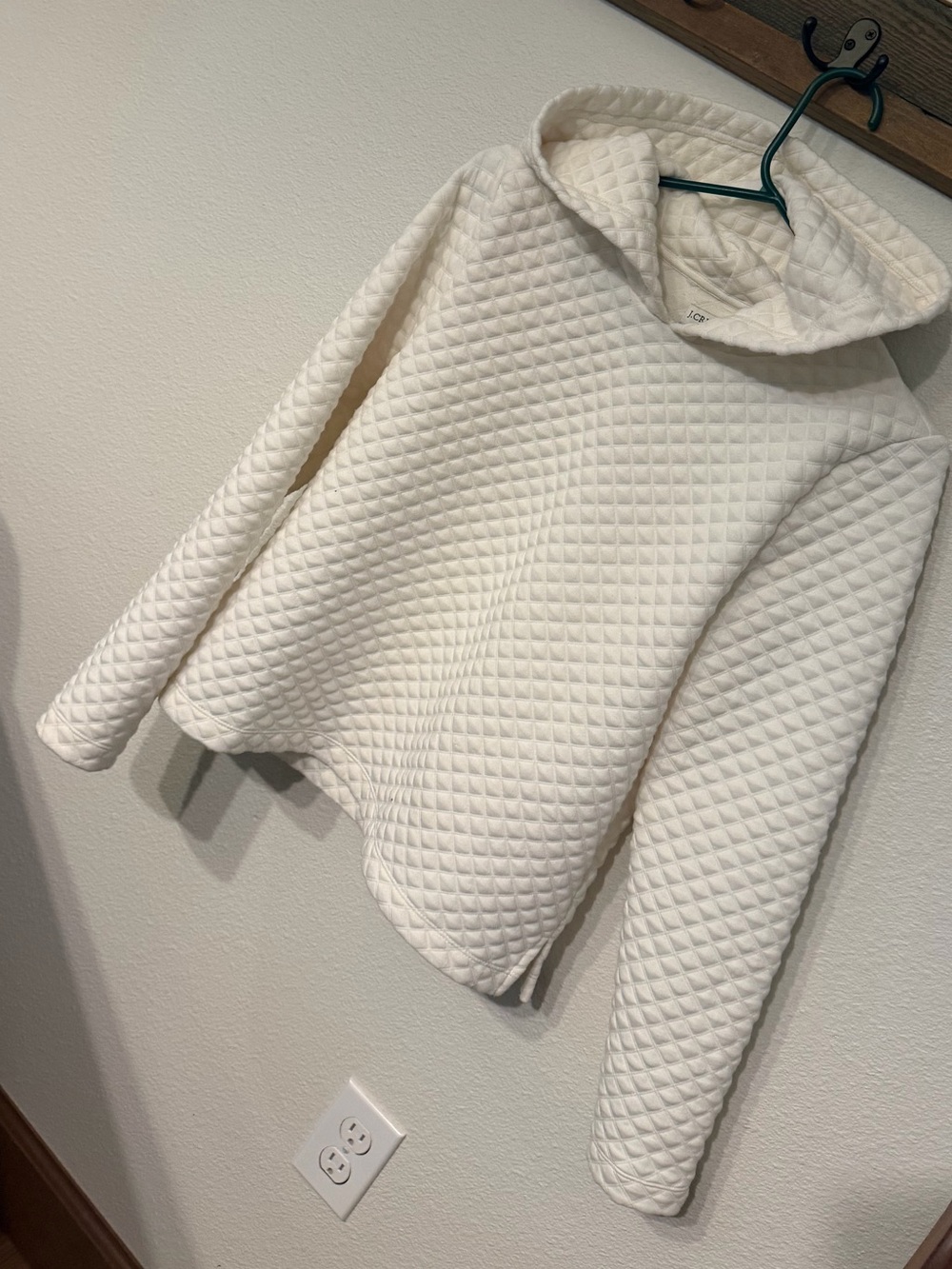 J. Crew Cream Quilted Cowlneck Sweater